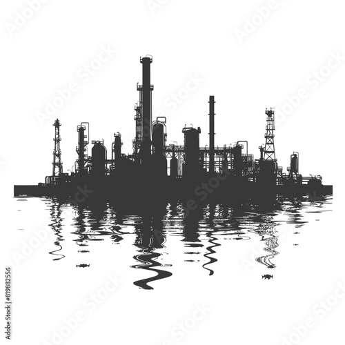 Silhouette Oil refinery industry black color only