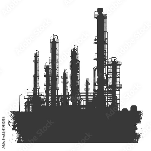 Silhouette Oil refinery industry black color only