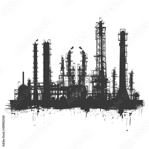Silhouette Oil refinery industry black color only