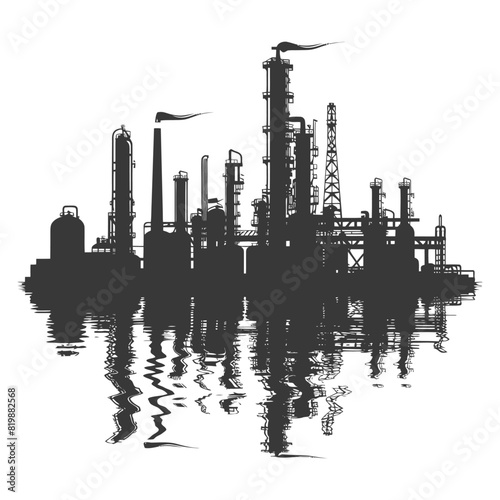 Silhouette Oil refinery industry black color only