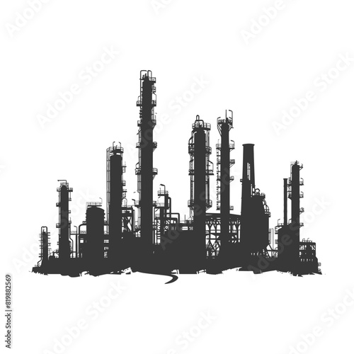 Silhouette Oil refinery industry black color only