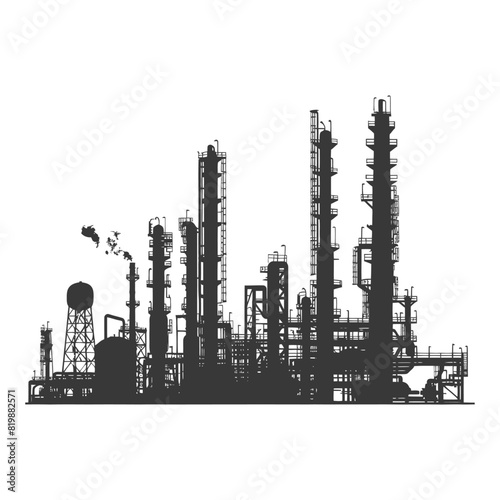 Silhouette Oil refinery industry black color only