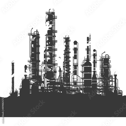 Silhouette Oil refinery industry black color only