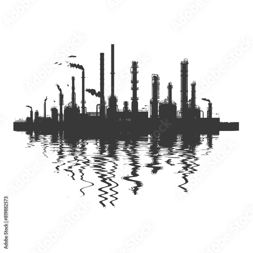 Silhouette Oil refinery industry black color only
