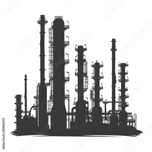 Silhouette Oil refinery industry black color only