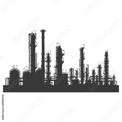 Silhouette Oil refinery industry black color only