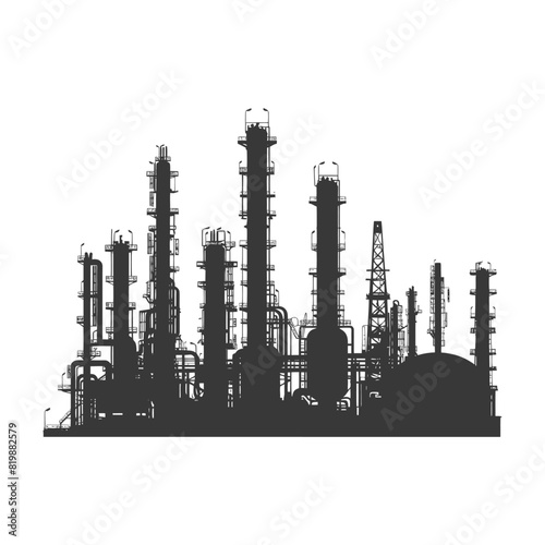Silhouette Oil refinery industry black color only