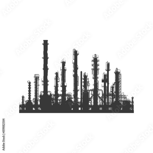 Silhouette Oil refinery industry black color only