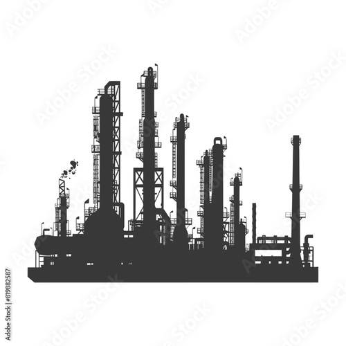 Silhouette Oil refinery industry black color only