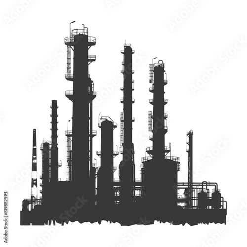 Silhouette Oil refinery industry black color only