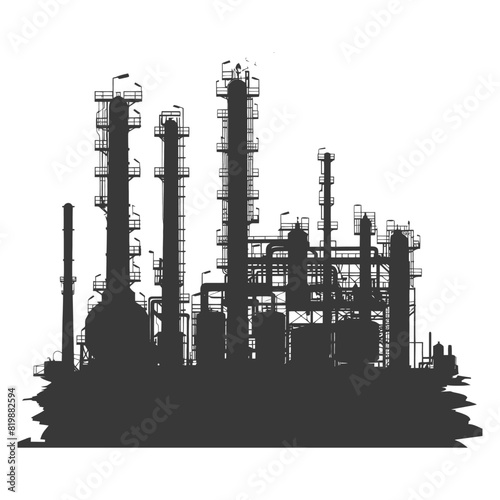 Silhouette Oil refinery industry black color only