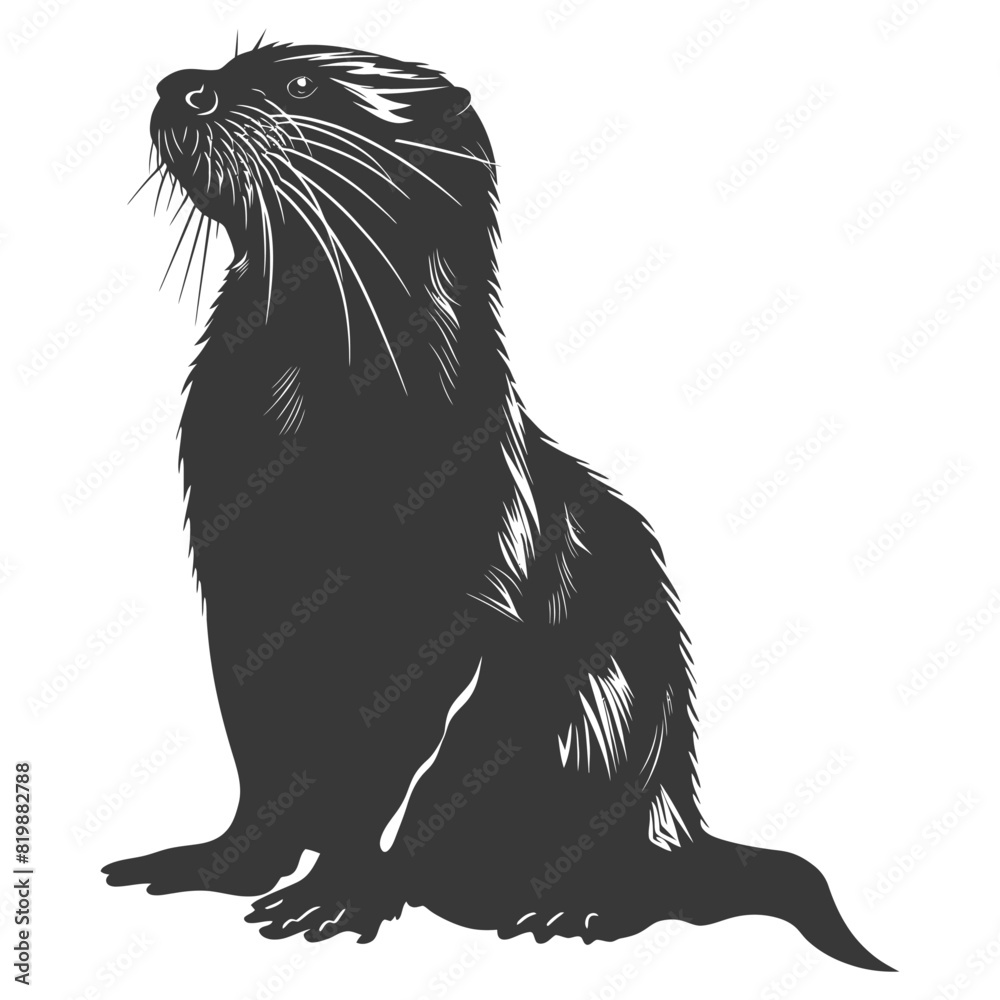 Silhouette Otter animal black color only Silhouette Otter animal black color only