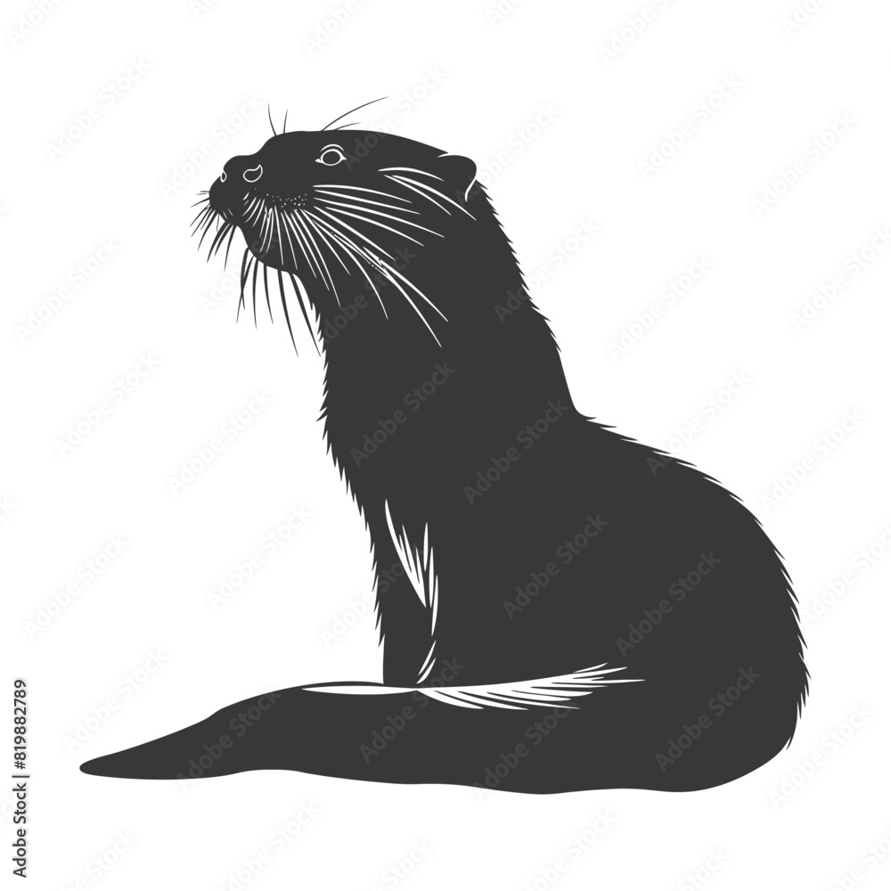 Silhouette Otter animal black color only Silhouette Otter animal black color only