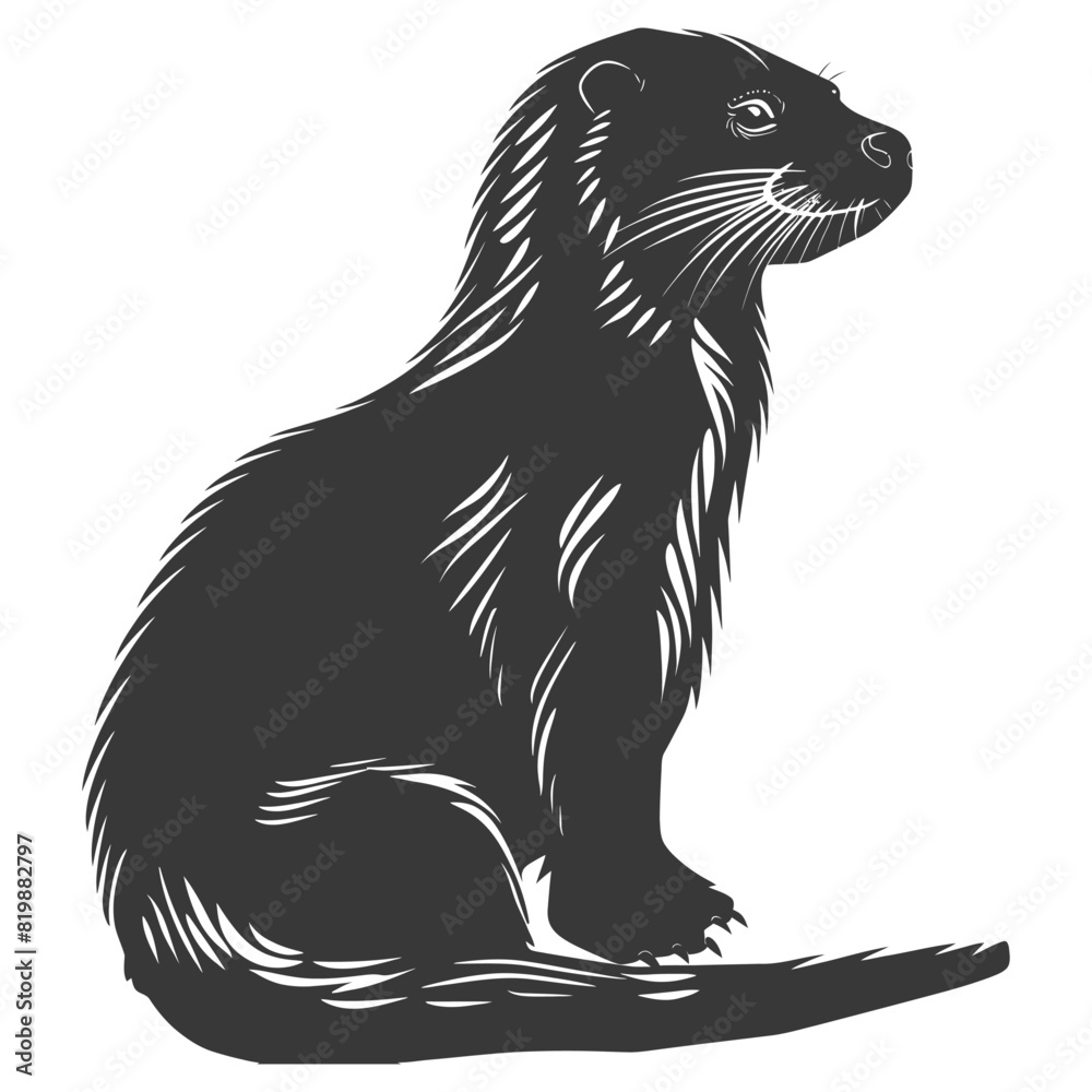 Silhouette Otter animal black color only