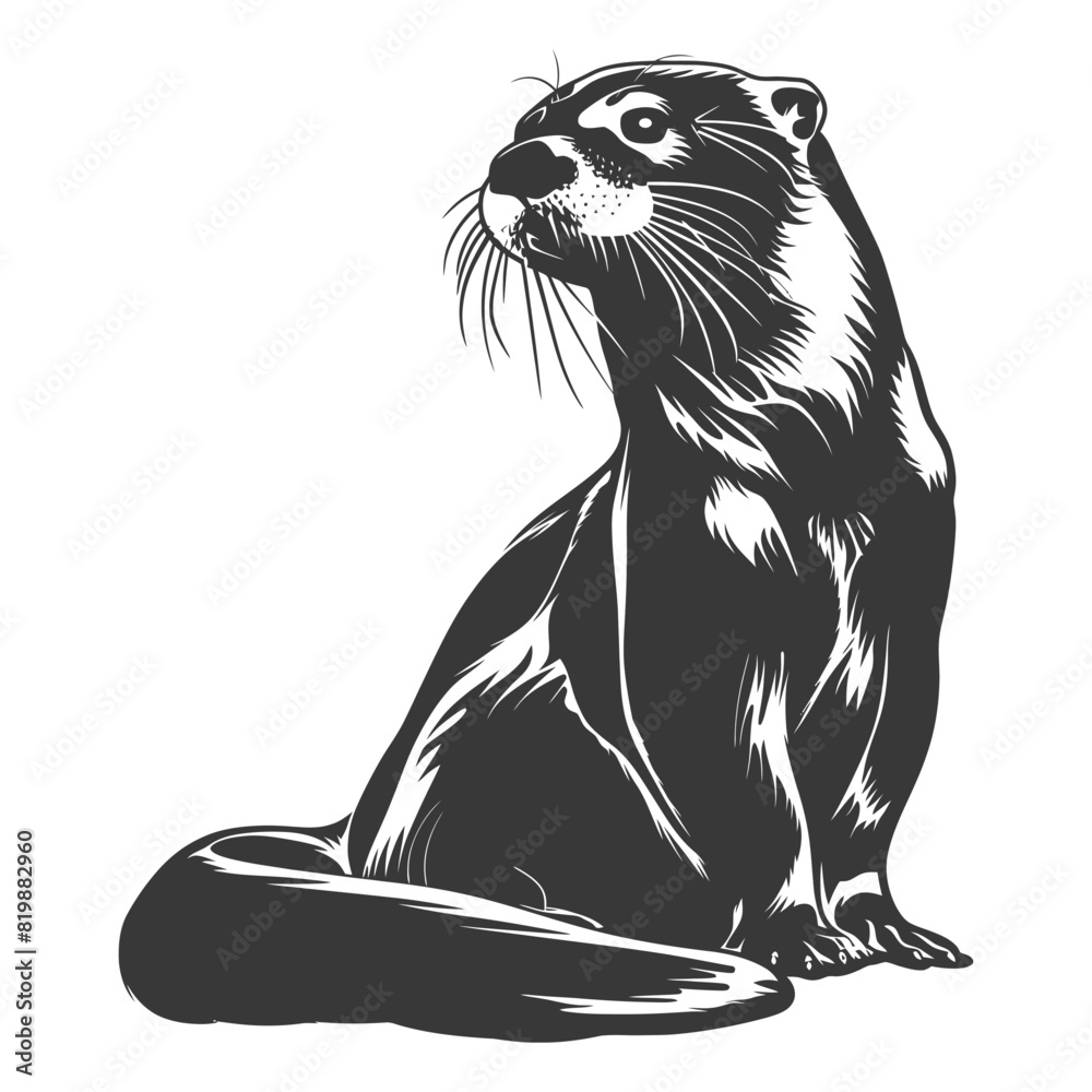 Silhouette Otter animal black color only Silhouette Otter animal black color only