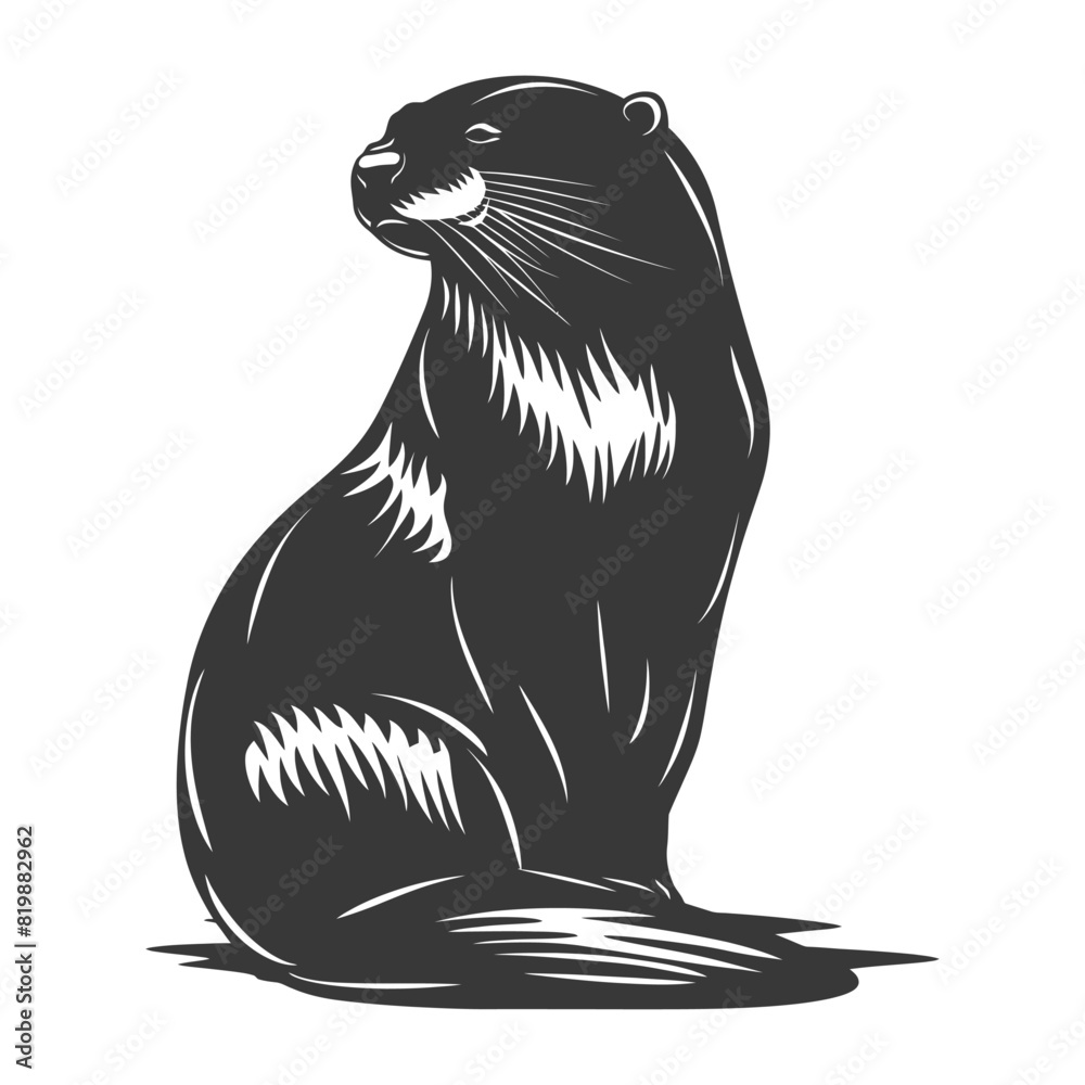 Silhouette Otter animal black color only Silhouette Otter animal black color only