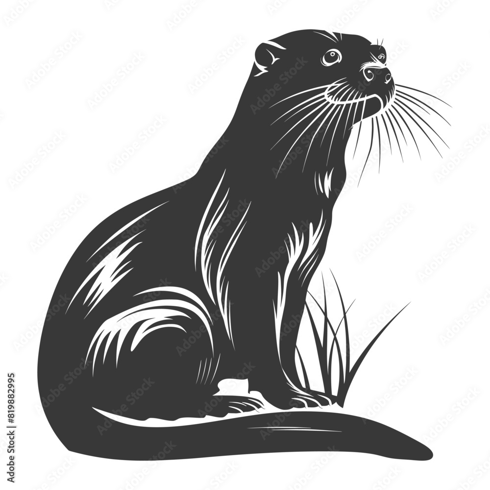 Silhouette Otter animal black color only Silhouette Otter animal black color only