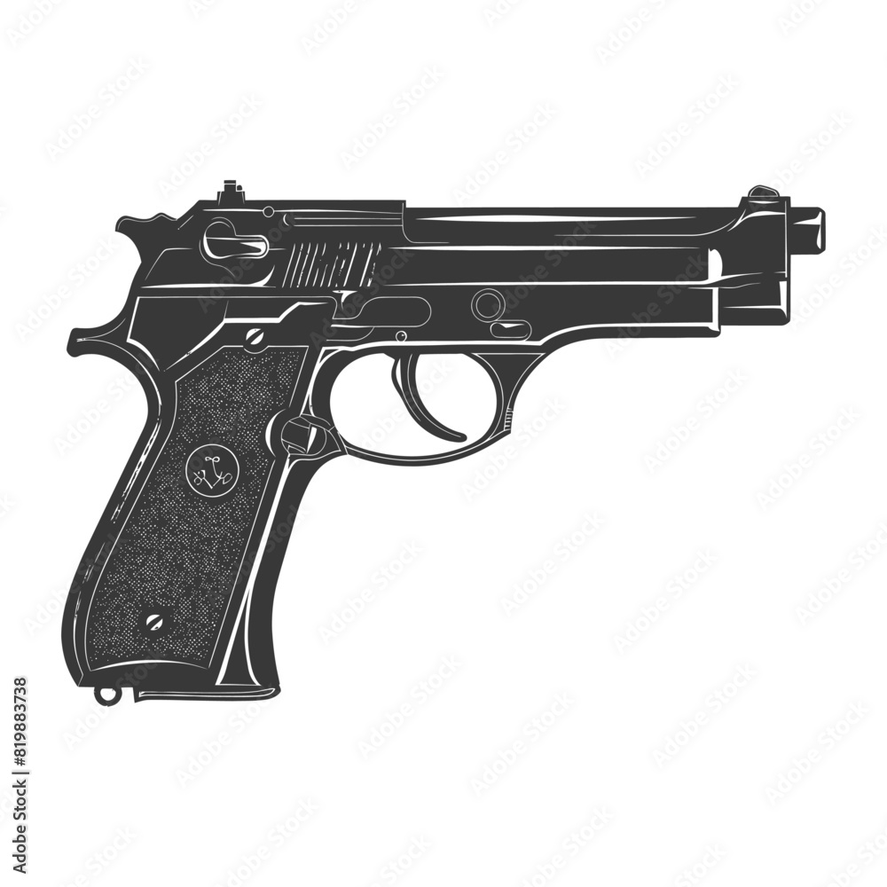 Silhouette Pistol gun military weapon black color only Silhouette Pistol gun military weapon black color only