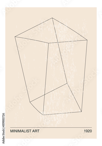 Minimal 20s geometric design poster, vector template with primitive shapes