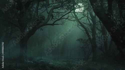 Creepy forest at night