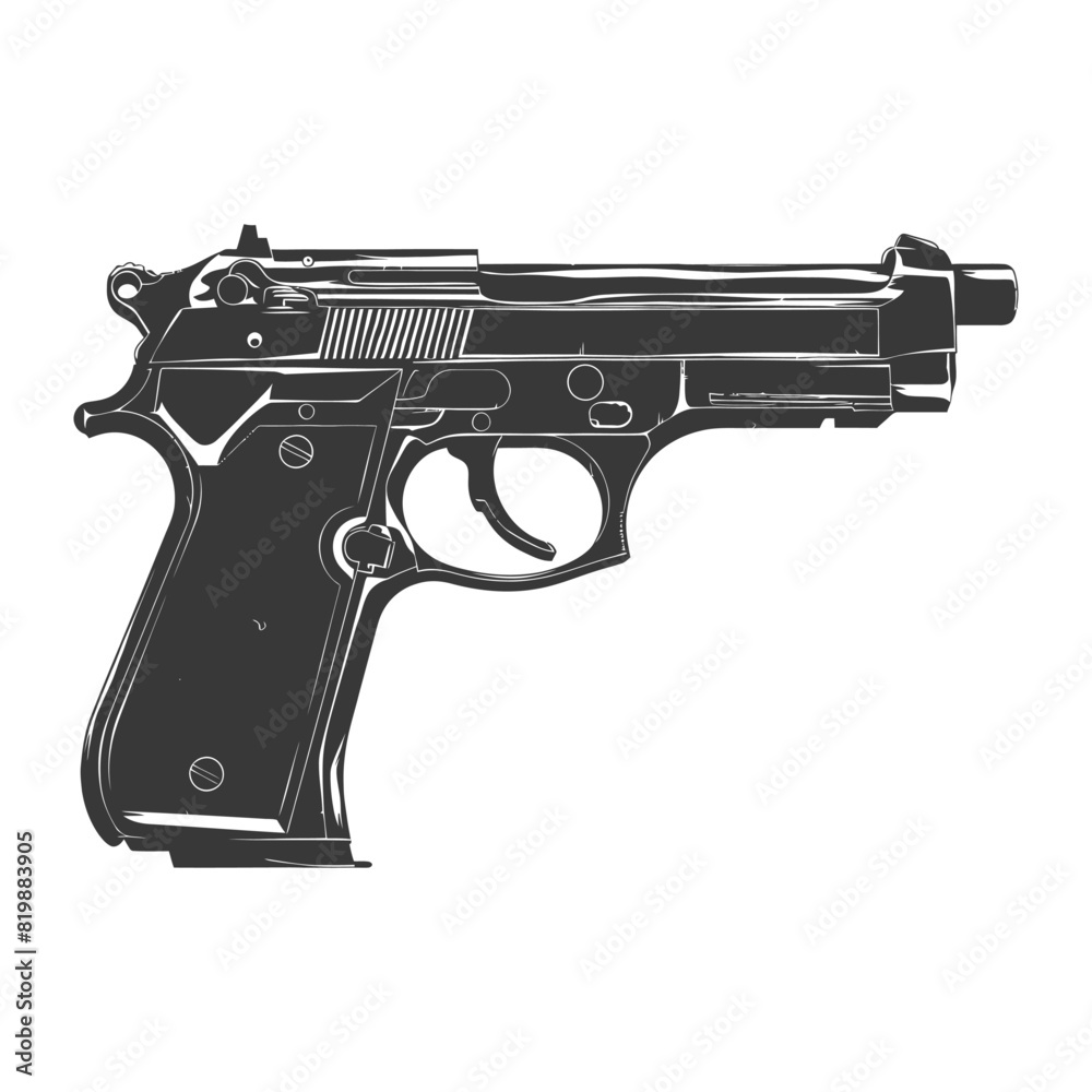 Silhouette Pistol gun military weapon black color only Silhouette Pistol gun military weapon black color only