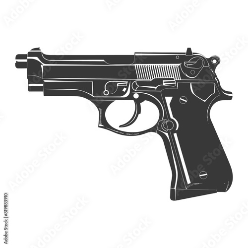 Silhouette Pistol gun military weapon black color only