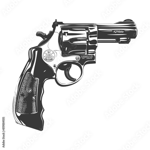 Silhouette revolver gun military weapon black color only