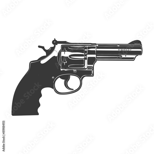 Silhouette revolver gun military weapon black color only