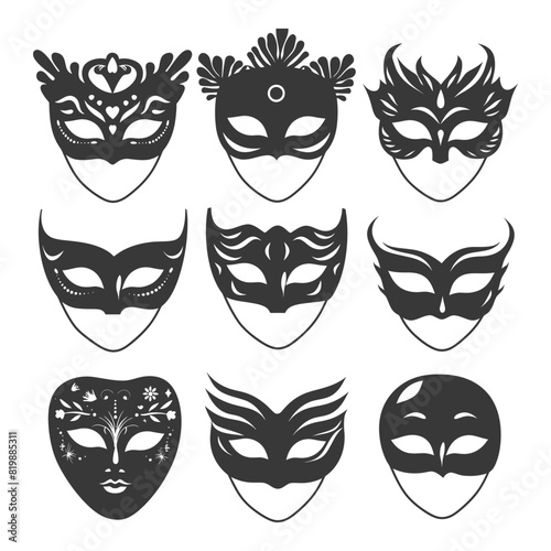 Silhouette theatrical masks black color only