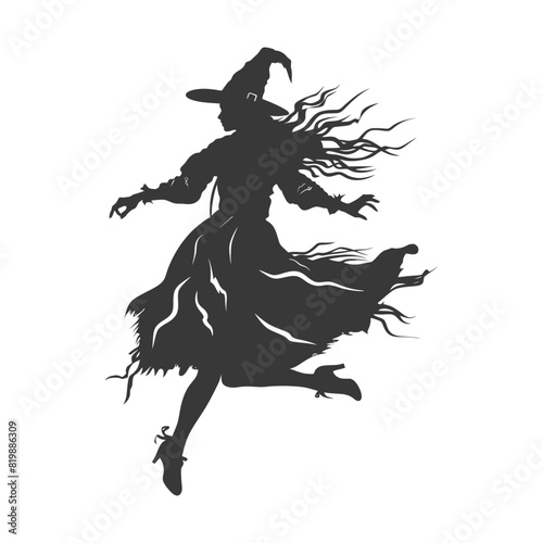 Silhouette witch in action full body black color only © NikahGeh