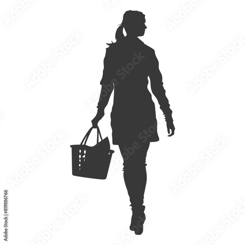 Silhouette women with Shopping basket full body black color only