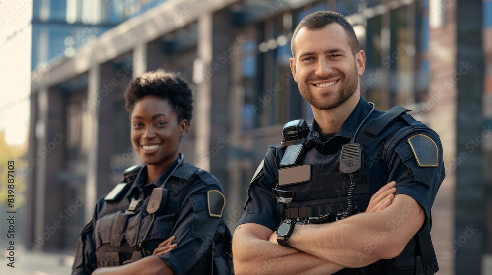 Police Officers Smiling Outdoors