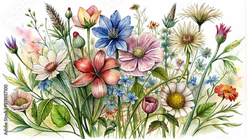 wild flowers using pencil and marker