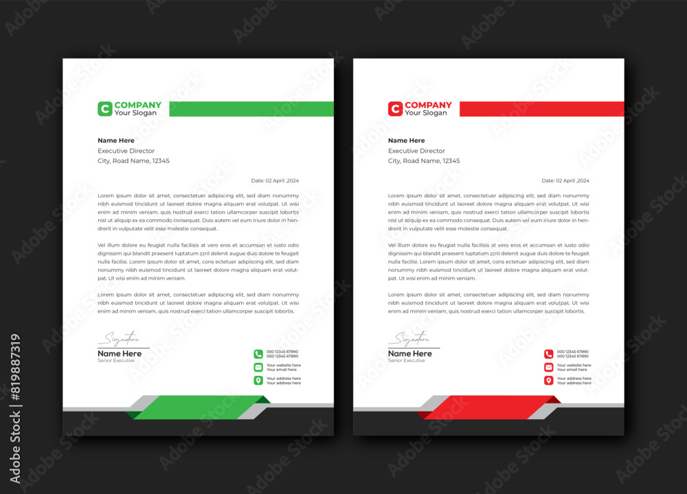 Elegant business letterhead design, abstract letterhead template design
