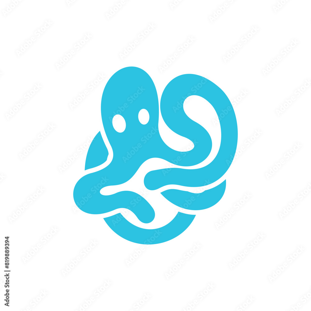 Blue Octopus Animal modern and unique logo design template vector Blue Octopus Animal modern and unique logo design template vector