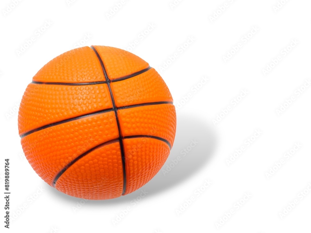 Photo of a basketball ball, isolated on white background with space for text. 