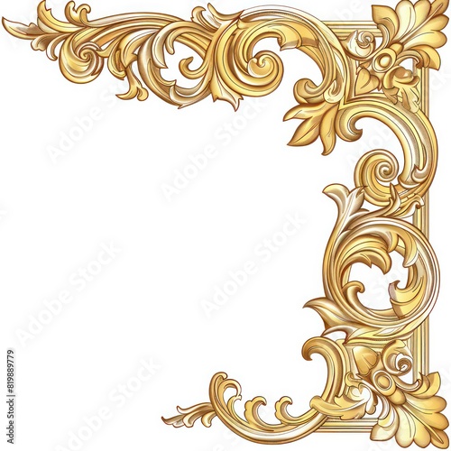 corner illustration of filigree ornament in gold on a white background