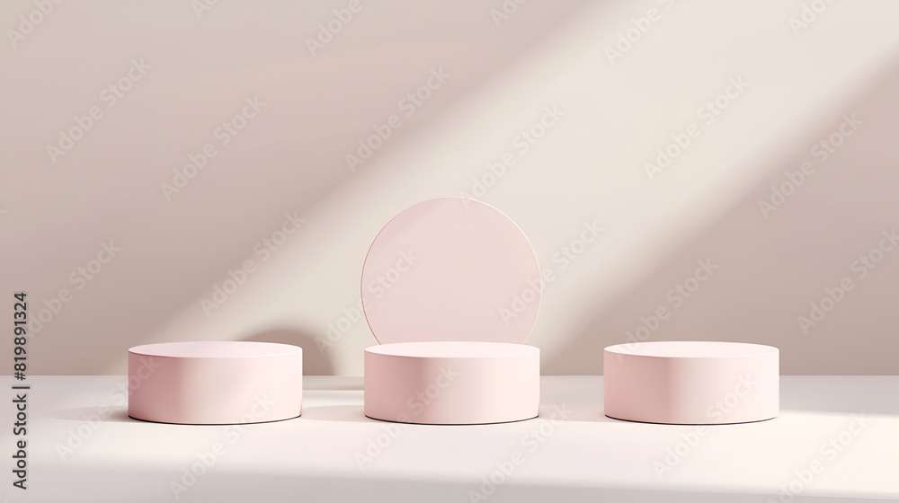3d render of minimal geometric forms, Pink podium for product presentation, Pink product background stand or podium pedestal on empty display with pastel backdrops 3d render of minimal geometric forms, Pink podium for product presentation, Pink product background stand or podium pedestal on empty display with pastel backdrops