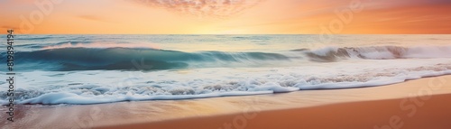 Sunset at the beach evening wide banner background
