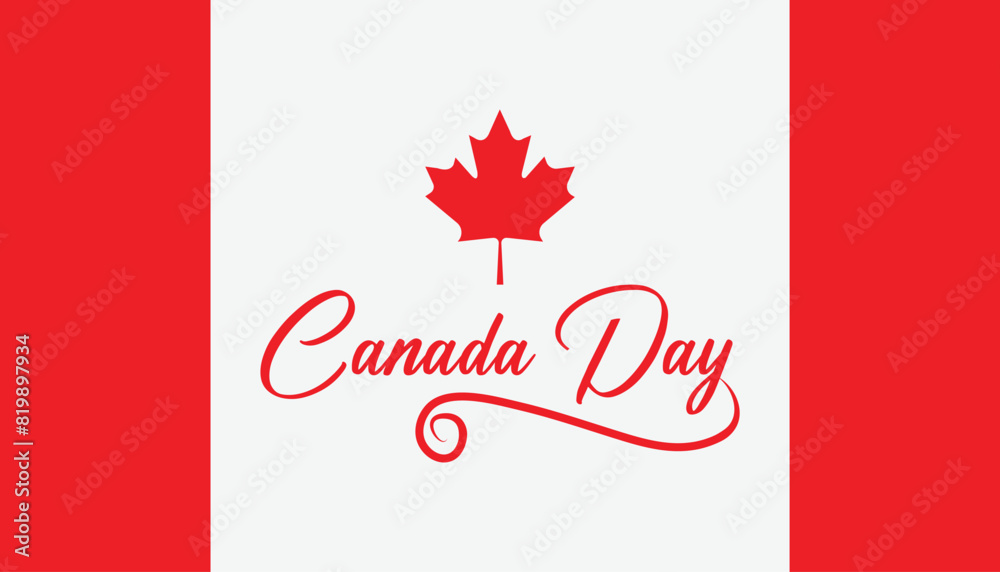 Happy Canada Day observed every year in July. Template for background, banner, card, poster with text inscription.