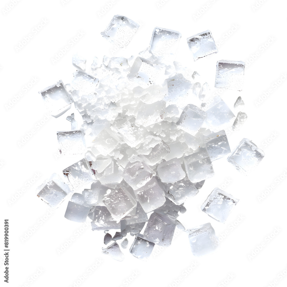 White sugar crystals isolated on transparent background White sugar crystals isolated on transparent background