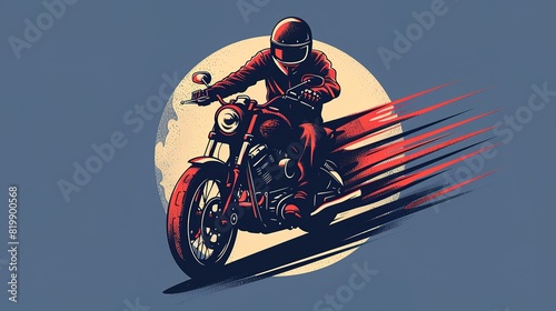 Vintage flat motorcycle logo.  made with generative Ai
 photo
