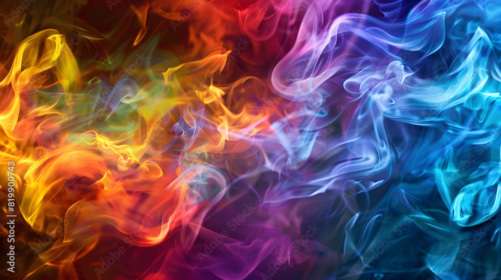 Fototapeta premium Multi-colored gas on a black background