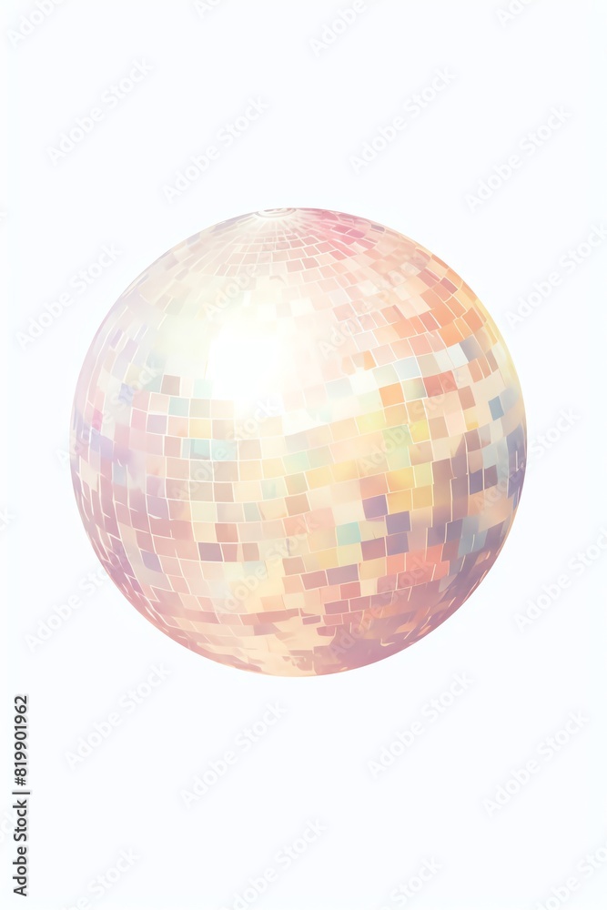 3D rendering illustration of a disco ball in pink and yellow colors, isolated on white background. 3D rendering illustration of a disco ball in pink and yellow colors, isolated on white background.