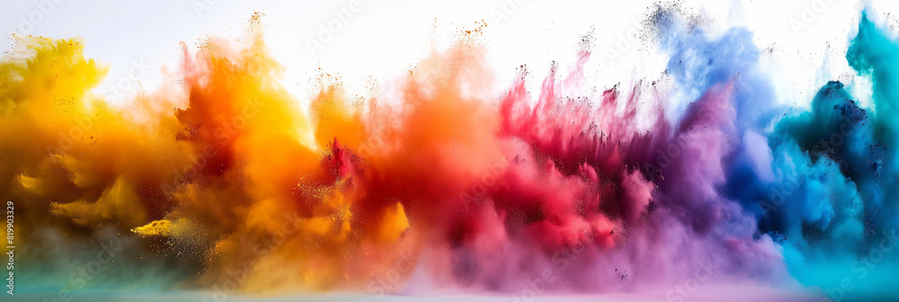 A colorful explosion of smoke and dust