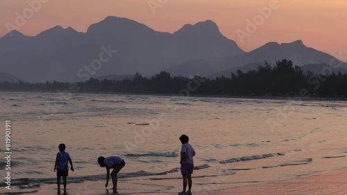 Beautiful landscape of the sunset sea beach. Hua Hin Thailand