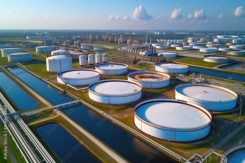 Refinery Tank Shell Oil refinery; tank farm storage chemical petroleum petrochemical ...