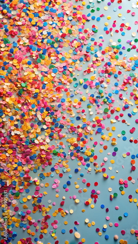 Colorful Confetti Sprinkles on a Blue Background © Chaka_32