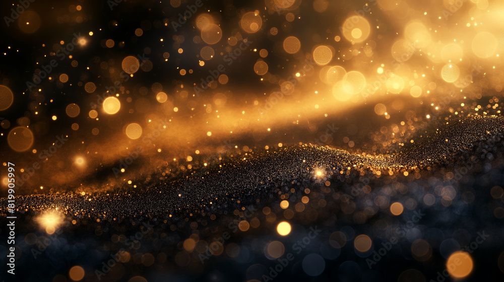 A blurry image of gold and black sparkles with a mood of mystery and intrigue A blurry image of gold and black sparkles with a mood of mystery and intrigue