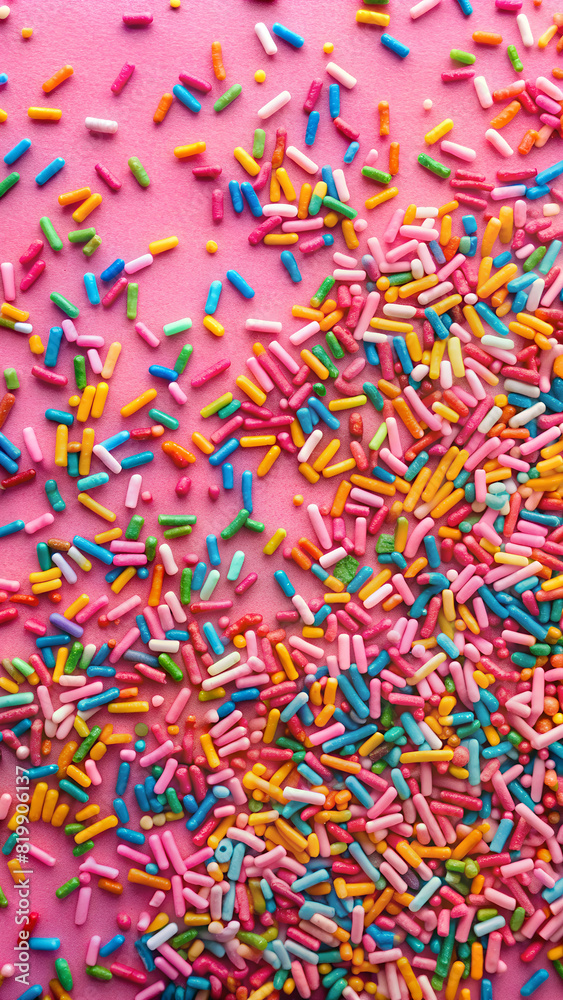 Sprinkles Sprinkled on Pink Surface